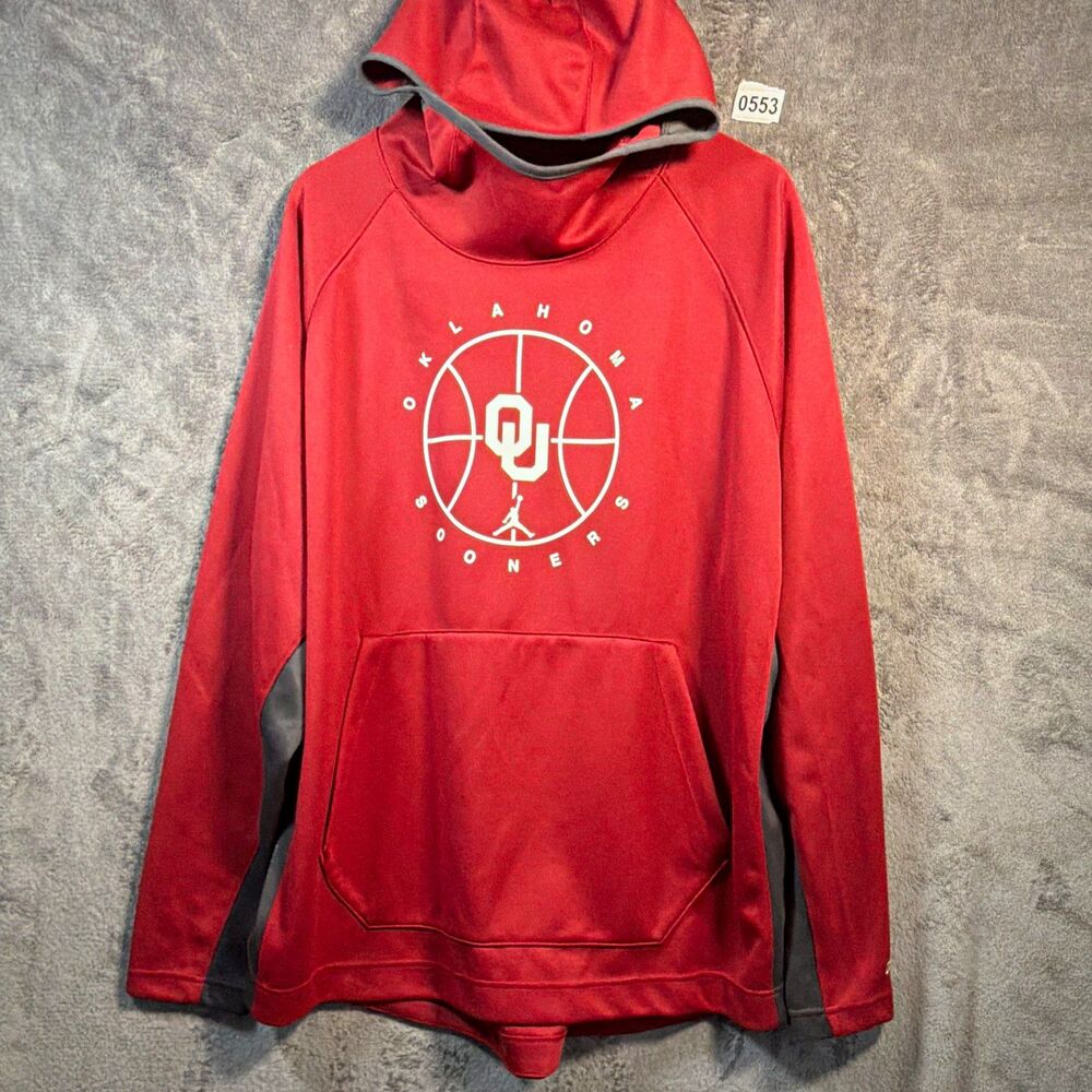 Jordan Oklahoma Sooners Basketball Pullover Hoodie Red/Gray Size XXL